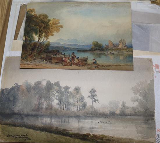 A group of assorted unframed watercolours including works by W. Haddon, Percival Skelton, E. Godwin and Borough Johnson